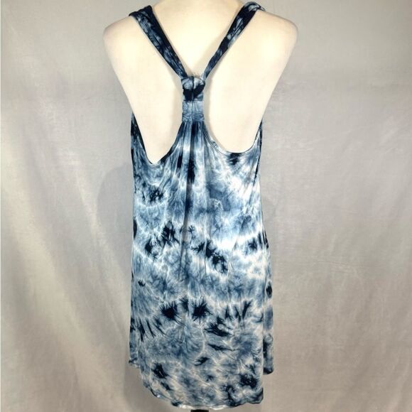 Beach Break blue and white tie dye gathered racerback dress size medium - Picture 3 of 6